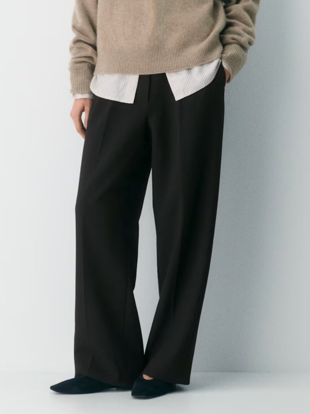 Aritzia Wilfred The Effortless Pant Black Wide Leg Trouser Size 12